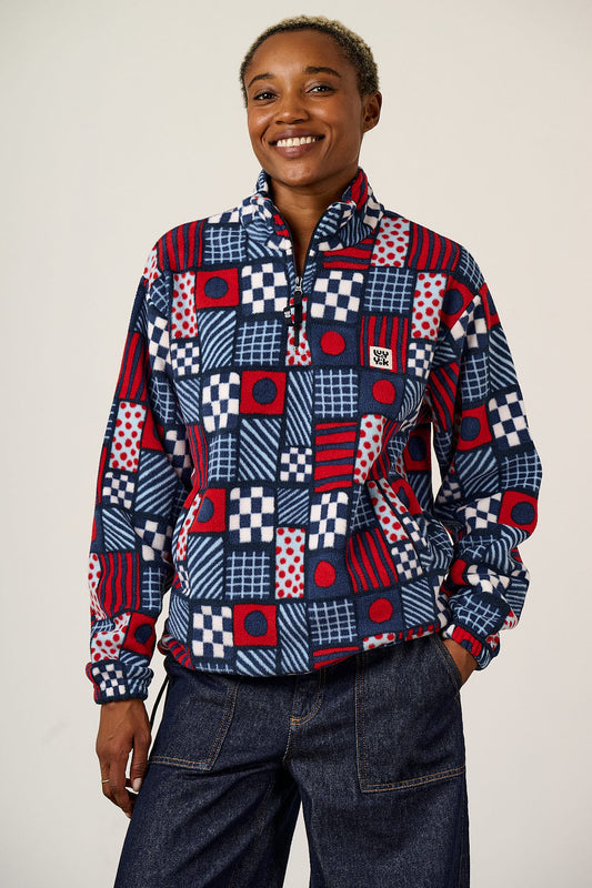 Stevie - Fleece in Ahoy There Checkerboard