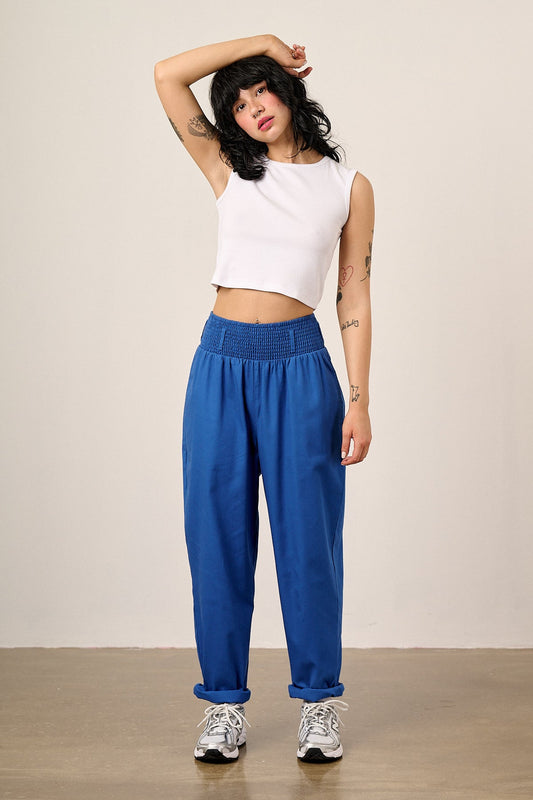 Alexa - Cotton Trousers in Strong Blue