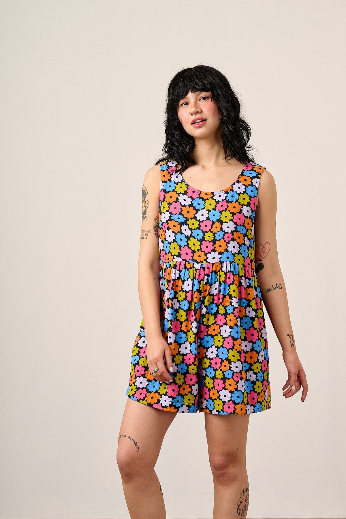 Alisa - Cotton Playsuit in Balloon Floral