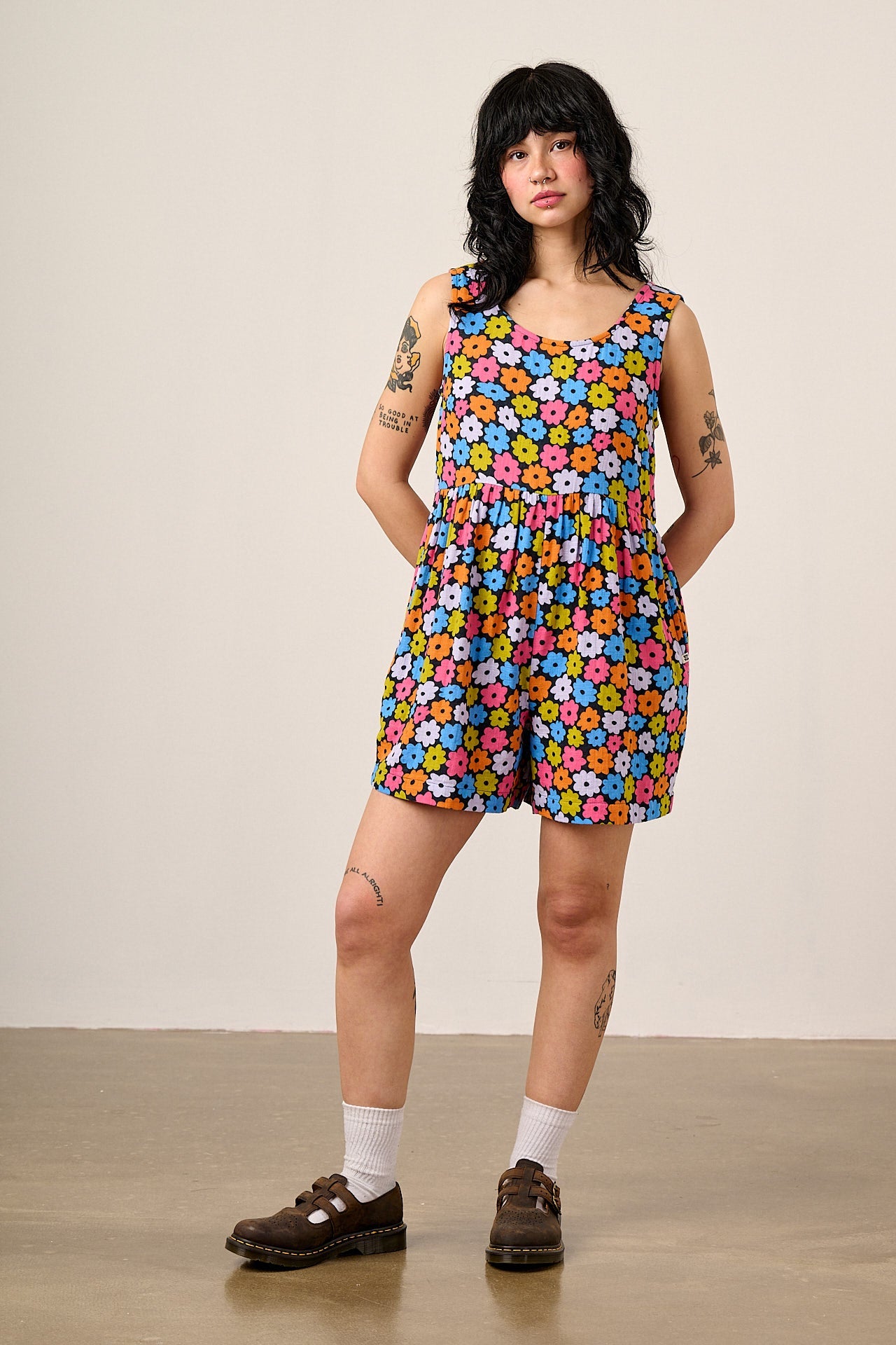 Alisa - Cotton Playsuit in Balloon Floral