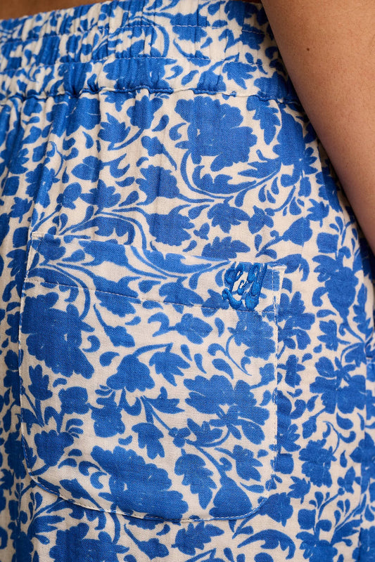 Maddie - Cotton Trousers in Summer Edit Blue Floral