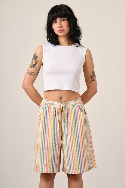 Madero - Cotton Shorts in Vintage Rainbow Stripe