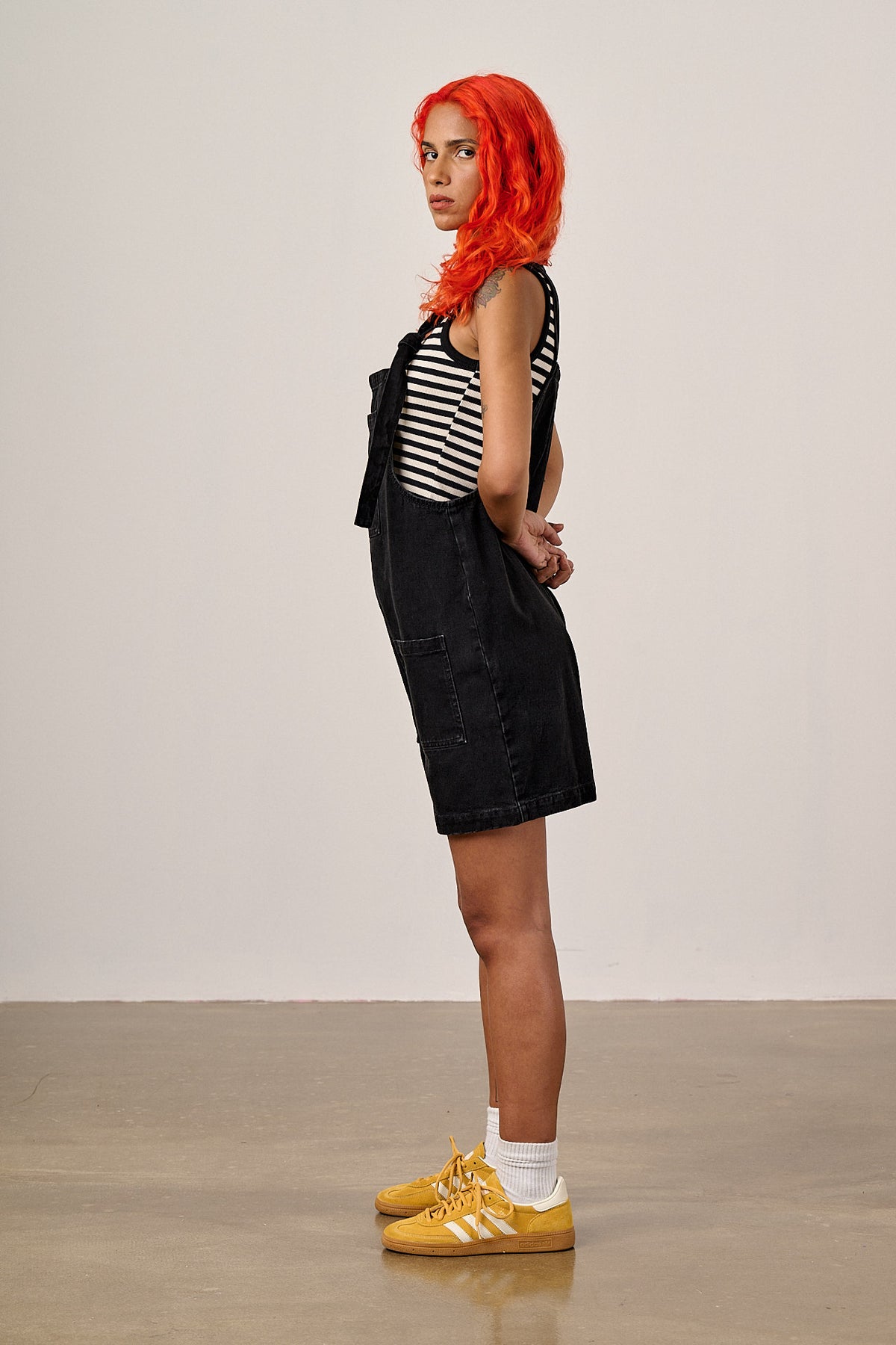 Original Shorts - Cotton Dungaree Shorts in Washed Black