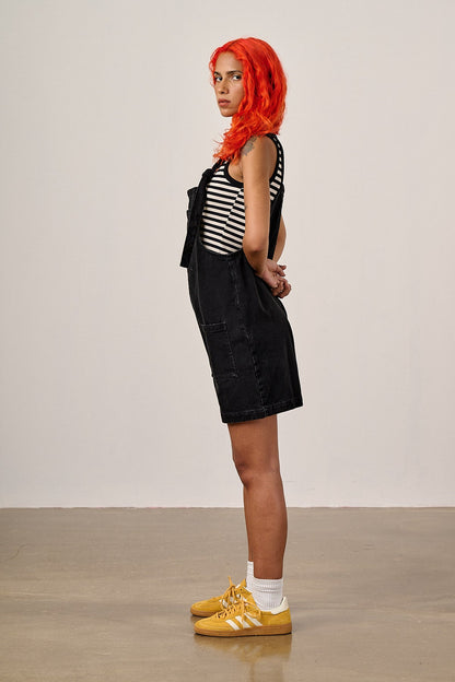 Original Shorts - Cotton Dungaree Shorts in Washed Black