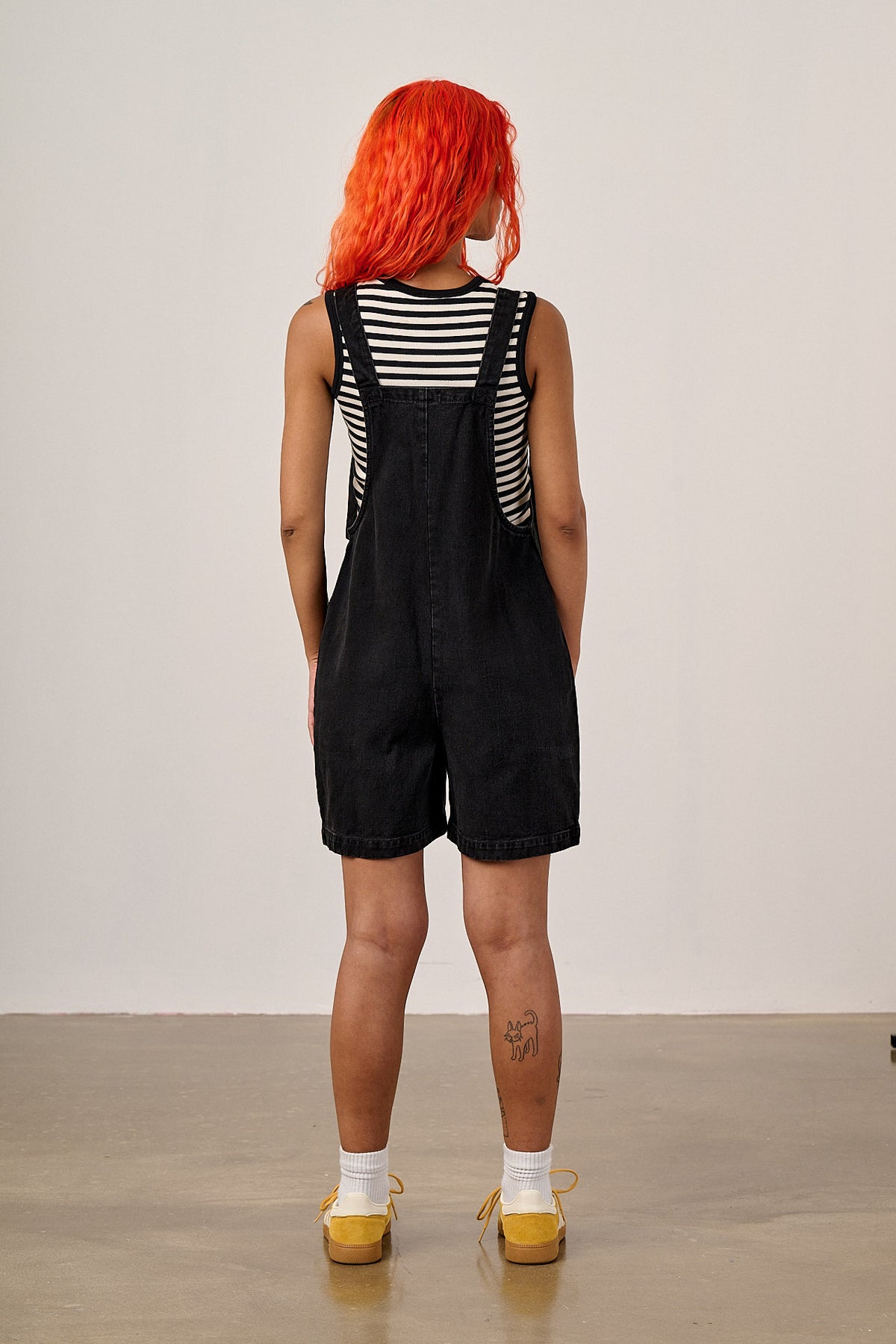 Original Shorts - Cotton Dungaree Shorts in Washed Black