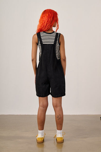 Original Shorts - Cotton Dungaree Shorts in Washed Black