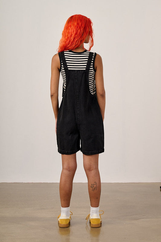 Original Shorts - Cotton Dungaree Shorts in Washed Black