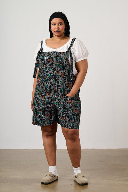 Original Shorts - Cotton Dungaree Shorts in Cosmic Folk Floral Print
