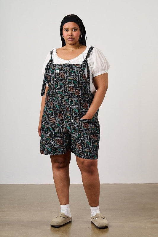Original Shorts - Cotton Dungaree Shorts in Cosmic Folk Floral Print