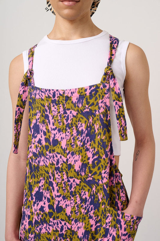 Rudy - Cotton Dungarees in Animal Wild Expression Print